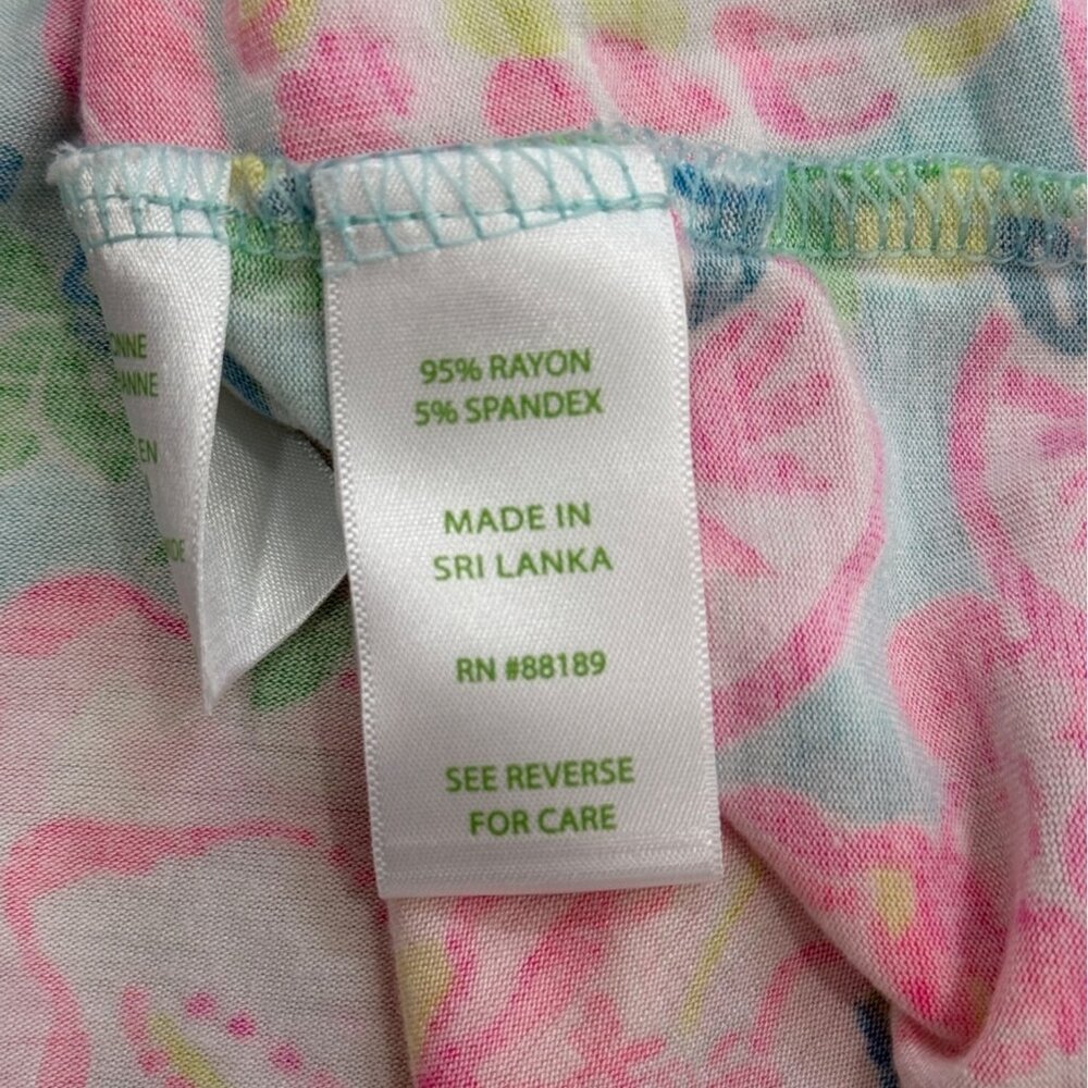 Lilly Pulitzer Long Sleeve Top Henley PJ Fruity Flamingo Green Pink Women Size M - Picture 7 of 8